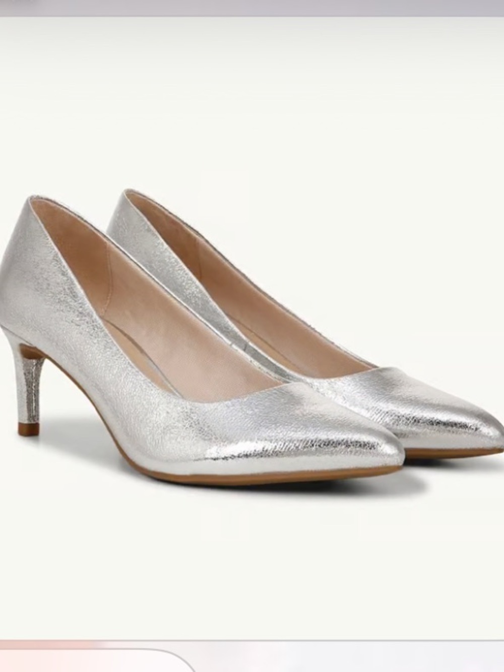 Life Stride Silver Pointed-Toe Low Heel Pumps